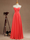 NumberSea - Numbersea Simple Prom Dress A - Line Floor Length Chiffon Bridesmaid Dress Sweetheart Strapless with Criss Cross Ruching