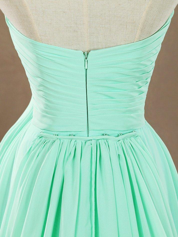 NumberSea - Numbersea Sheath Column Strapless Sweetheart Floor Length Chiffon Prom Formal Evening Dress with Split