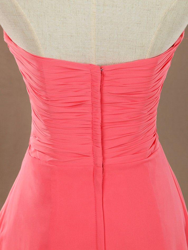 NumberSea - A - Line Strapless Sweetheart Knee Length Chiffon Bridesmaid Dress with Criss Cross Ruching Pleats