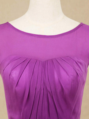 Long Chiffon Bridesmaid Dress with Bateau Neck  A-line Sleeveless