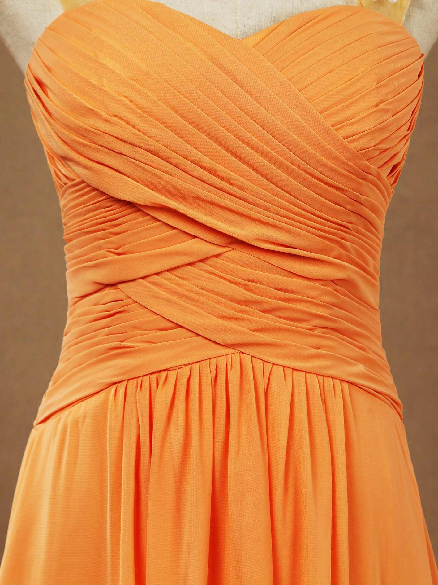 Chiffon Bridesmaid Dress A-line Floor Length with Beads Straps Criss Cross Ruching