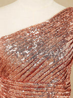 NumberSea - One shoulder Knee length Sequined A - line Bridesmaid dress