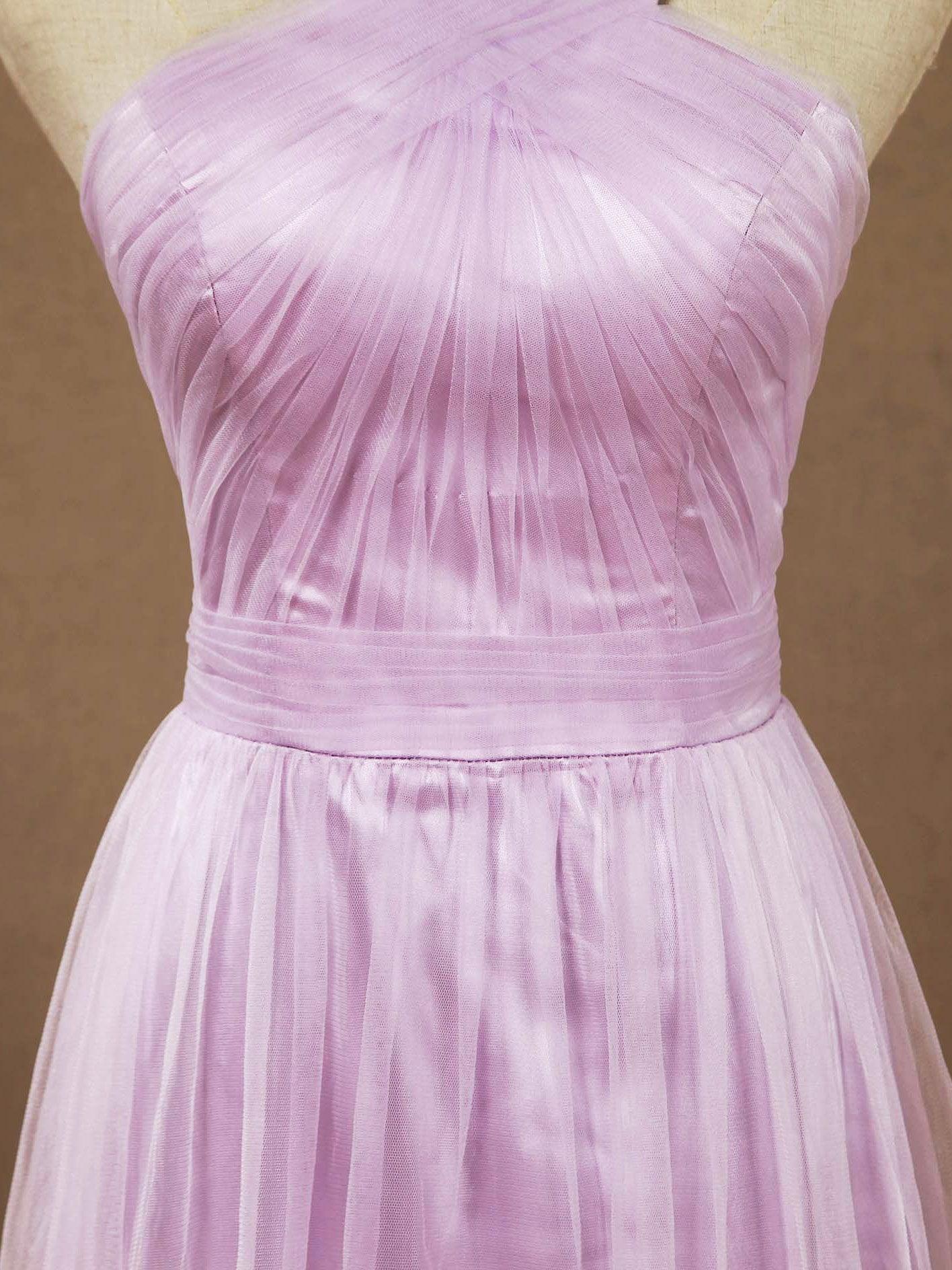Numbersea – Etui-/Säulenkleid mit V-Ausschnitt und bodenlanger Tüll-Brautjungfernkleider mit überkreuzten Rüschen 
