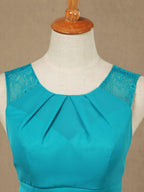 Long Chiffon Bridesmaid Dress with Jewel Neck A-line Sleeveless Double Lace Straps