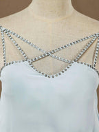 Numbersea Sheath / Column Spaghetti Straps Floor Length Chiffon Formal Evening Dress with Beading