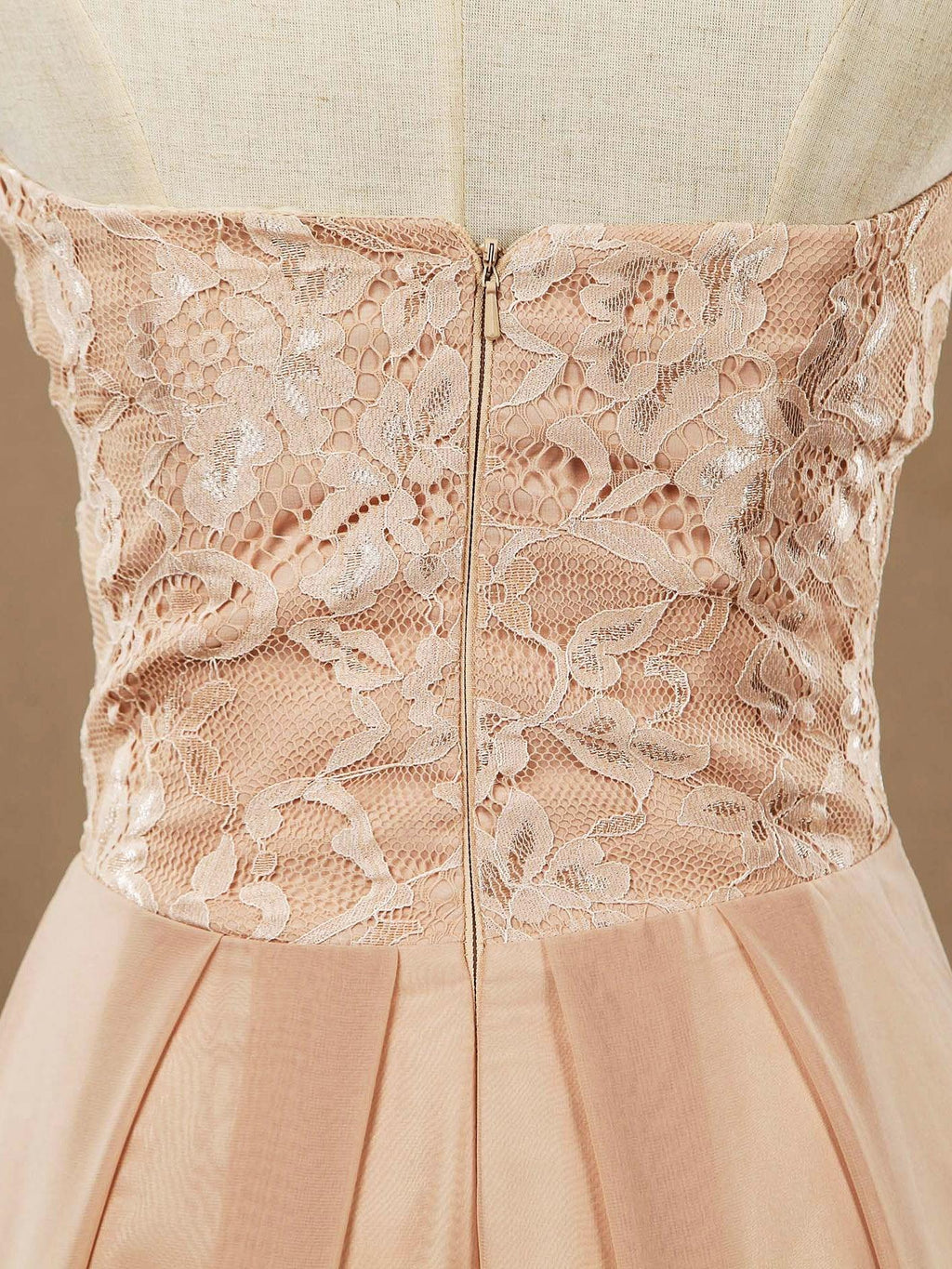 NumberSea - A - line Floor Length Chiffon match Lace Bridesmaid Dresses Sweetheart Strapless