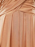 Vestidos de dama de honor de gasa hasta el suelo, escote corazón, sin tirantes y frunces entrecruzados