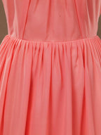 A-Linie, U-Ausschnitt, Spaghettiträger, bodenlanges Chiffon-Brautjungfernkleid mit Rüschen 