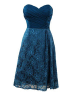 NumberSea - A - line Chiffon Mix Lace Bridesmaid Dress Knee - length Sweetheart With Ruching