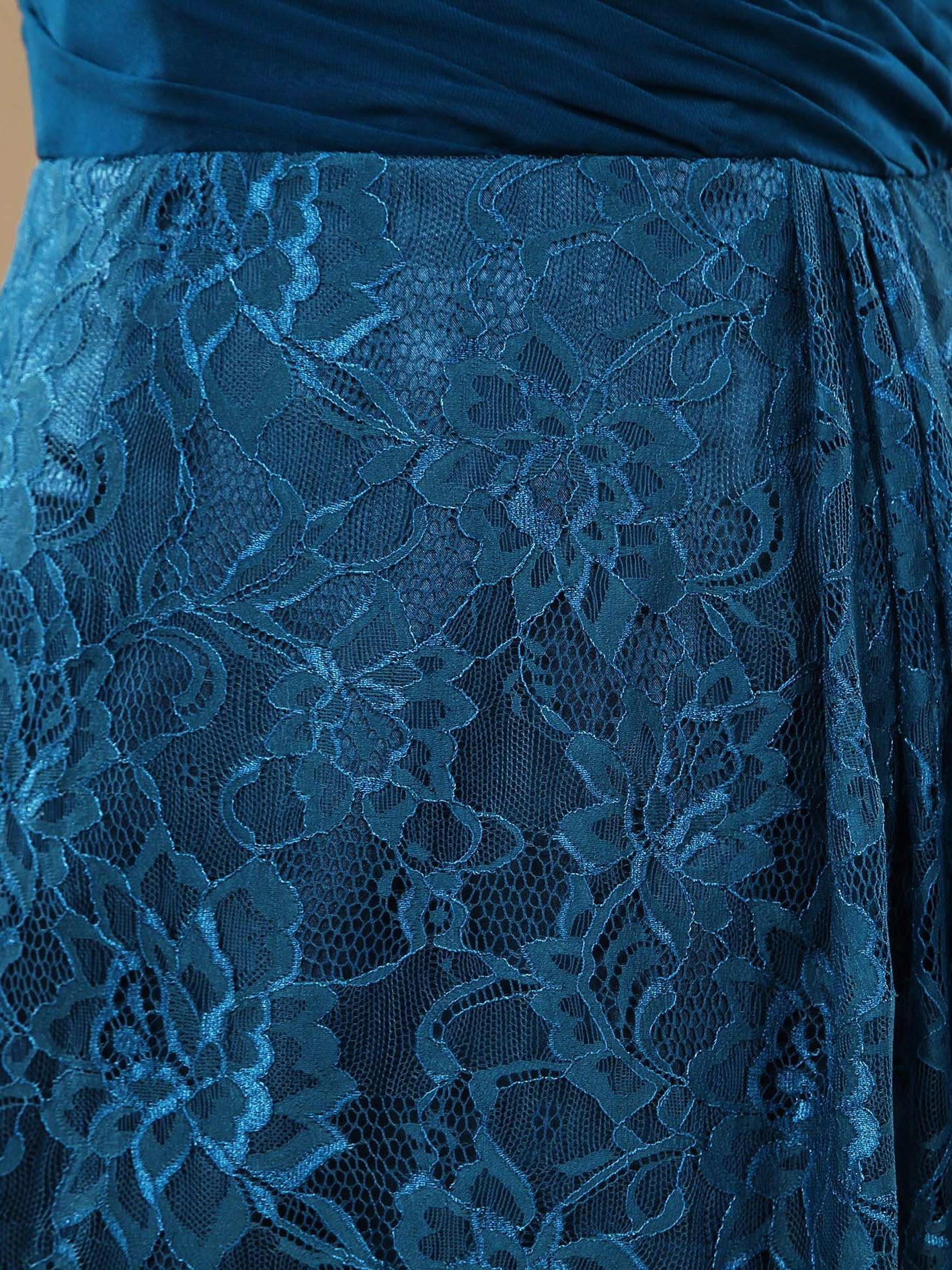 NumberSea - A - line Chiffon Mix Lace Bridesmaid Dress Knee - length Sweetheart With Ruching