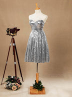 NumberSea - Numbersea Silver Sweetheart Sequin A - line Bridesmaid dress 0001