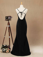 Sexy Sequins match Taffeta Evening Dress Column Sweetheart Spaghetti straps Open Back