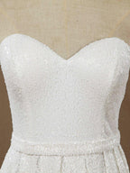 Vestido de dama de honor con escote en forma de corazón, largo hasta el suelo, con lentejuelas y pliegues de Numbersea 