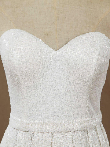 Numbersea Etui-Linie, bodenlang, herzförmiger Ausschnitt, Pailletten, Brautjungfernkleid mit Falten 