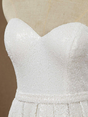 Numbersea Etui-Linie, bodenlang, herzförmiger Ausschnitt, Pailletten, Brautjungfernkleid mit Falten 