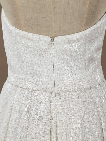 Numbersea Etui-Linie, bodenlang, herzförmiger Ausschnitt, Pailletten, Brautjungfernkleid mit Falten 