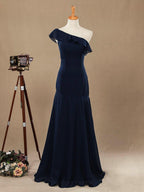 Numbersea Mermaid / Trumpet One Shoulder Floor-length Chiffon Prom Formal Evening Dress