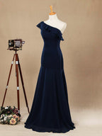 Numbersea Mermaid / Trumpet One Shoulder Floor-length Chiffon Prom Formal Evening Dress