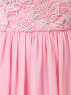 NumberSea - A - Line/Princess Bridesmaid Dress Chiffon Match Lace Scoop Neck Cap Sleeves