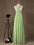NumberSea - Sage Strapless Sweetheart Floor length Bridesmaid Dress with Criss Cross Ruching Pleats