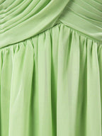 NumberSea - Sage Strapless Sweetheart Floor length Bridesmaid Dress with Criss Cross Ruching Pleats