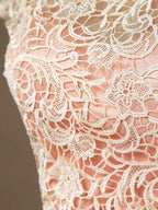 NumberSea - Numbersea Lace mix Tulle Bridesmaid Dress Jewel Neck A - line Short Sleeves Evening Dress