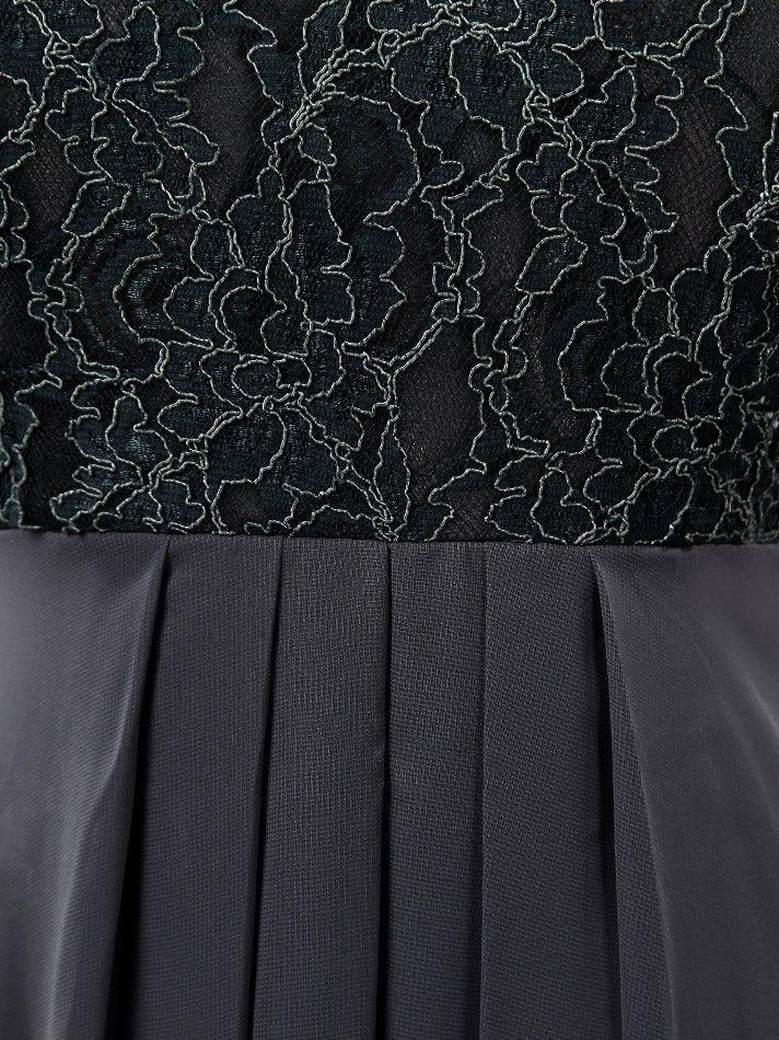 NumberSea - Numbersea Sheath / Column V - neck Floor Length Chiffon match Lace Bridesmaid Dress with Pleats