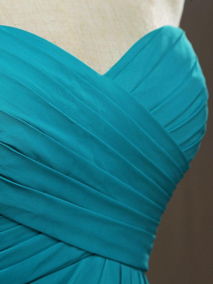 NumberSea - Numbersea Sheath Column Strapless Sweetheart Floor Length Chiffon Bridesmaid Dress with Criss Cross Ruching Pleats