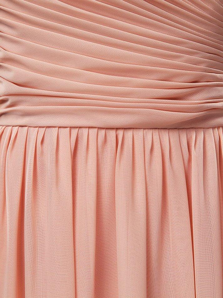 NumberSea - A - Line Jewel Neck Floor Length Chiffon Bridesmaid Dress