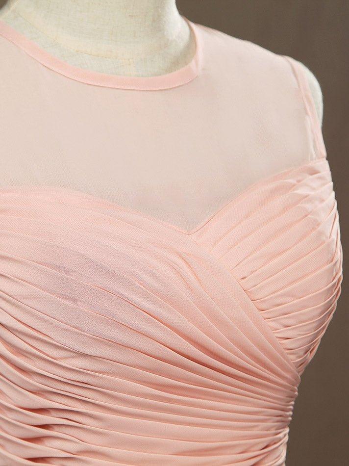 NumberSea - A - Line Jewel Neck Floor Length Chiffon Bridesmaid Dress