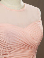 NumberSea - A - Line Jewel Neck Floor Length Chiffon Bridesmaid Dress