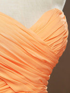 NumberSea - A - line Strapless Sweetheart Floor Length Chiffon Bridesmaid Dress with Criss Cross Ruching