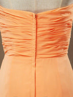 NumberSea - A - line Strapless Sweetheart Floor Length Chiffon Bridesmaid Dress with Criss Cross Ruching