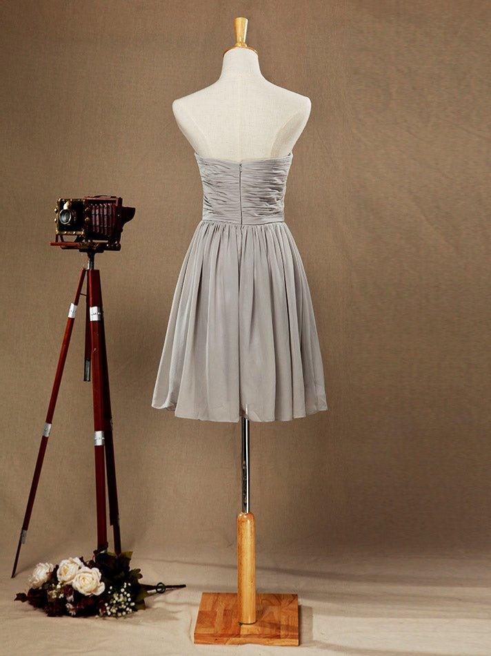 NumberSea - A - Line V - neck Knee Length Chiffon Bridesmaid Dress with Criss Cross Ruching Pleats