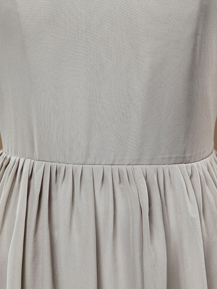 NumberSea - A - Line Jewel Neck Knee Length Chiffon Bridesmaid Dress with Pleats