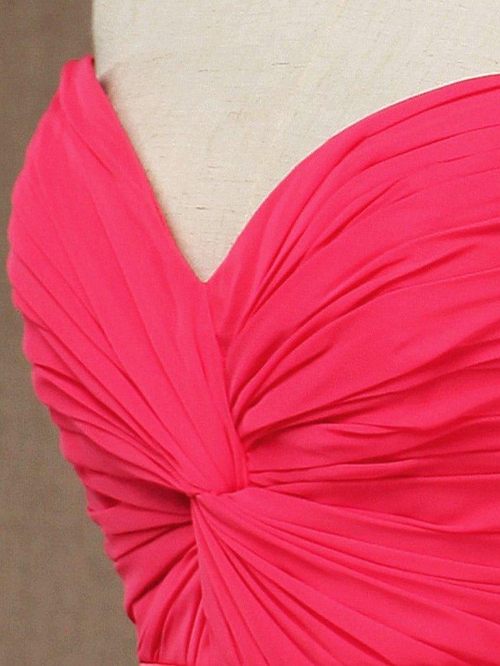 NumberSea - A - Line Strapless Sweetheart Knee Length Chiffon Bridesmaid Dress with Criss Cross Ruching Pleats