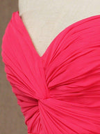 NumberSea - A - Line Strapless Sweetheart Knee Length Chiffon Bridesmaid Dress with Criss Cross Ruching Pleats