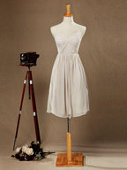 NumberSea - Convertible Knee Length Chiffon Bridesmaid Dress A - line One Shoulder Halter - neck Strapless Sweetheart
