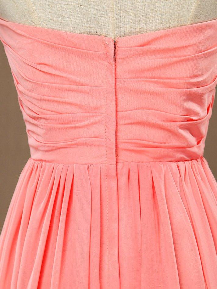 NumberSea - Numbersea Simple A - Line Sweetheart Strapless Knee Length Chiffon Bridesmaid Dress