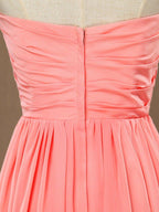 NumberSea - Numbersea Simple A - Line Sweetheart Strapless Knee Length Chiffon Bridesmaid Dress