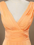 NumberSea - A - Line V - neck High - low Chiffon Bridesmaid Dress with Draping Criss Cross Ruching Open Back