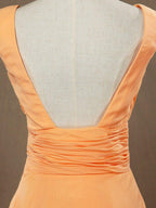 NumberSea - A - Line V - neck High - low Chiffon Bridesmaid Dress with Draping Criss Cross Ruching Open Back