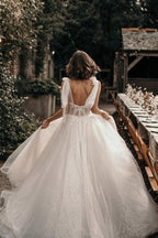 Vestidos de novia tirantes línea A con lentejuelas sin mangas