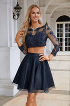 Ladies Round Neck Long Sleeve Open Waist Embroidery Suit Bridesmaid Evening Dress Wedding Beach