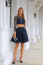 Ladies Round Neck Long Sleeve Open Waist Embroidery Suit Bridesmaid Evening Dress Wedding Beach