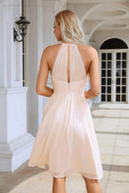 Women's Halter Neck Chiffon Fluffy Bridesmaid Evening Dress Wedding Party Beach Evening Dress 28104-numbersea
