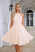 Women's Halter Neck Chiffon Fluffy Bridesmaid Evening Dress Wedding Party Beach Evening Dress 28104-numbersea