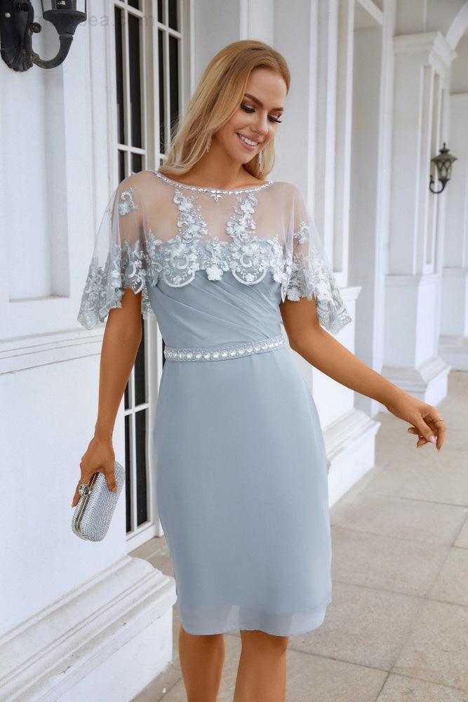 Ladies Chiffon Shawl Minimalist Lace Bridesmaid Evening Dresses Wedding Party Evening Dresses 28113-numbersea