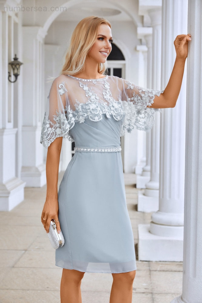Ladies Chiffon Shawl Minimalist Lace Bridesmaid Evening Dresses Wedding Party Evening Dresses 28113-numbersea