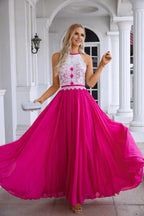 Women's Halter Neck Sleeveless Chiffon Lace Bridesmaid Evening Dress Wedding Prom Party Evening Dress 28120-numbersea